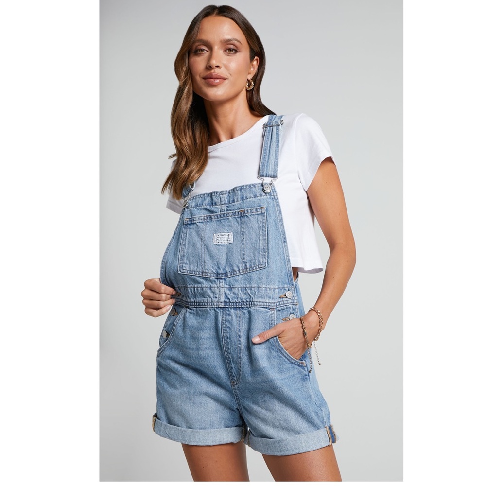 Levi's Light Blue Denim Short Overalls